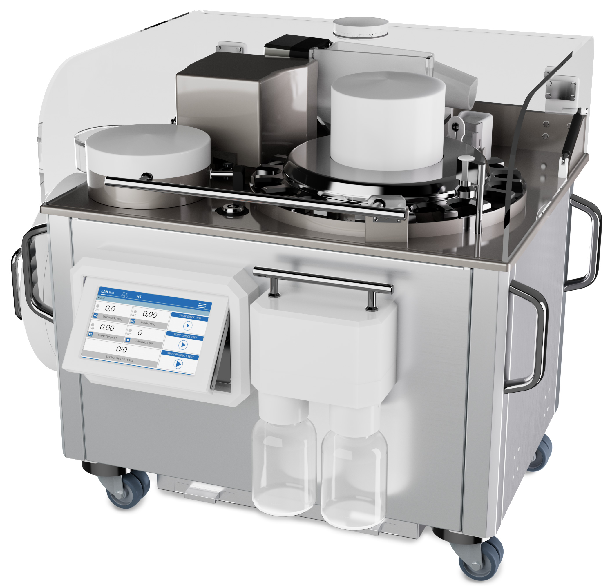 Automatisches Tabletten-Prüfsystem mit Wirkstoffgehalts­messung UTS NIR (IPC-Version):  Anschlüsse | Kraemer Elektronik Tablettenprüfgeräte