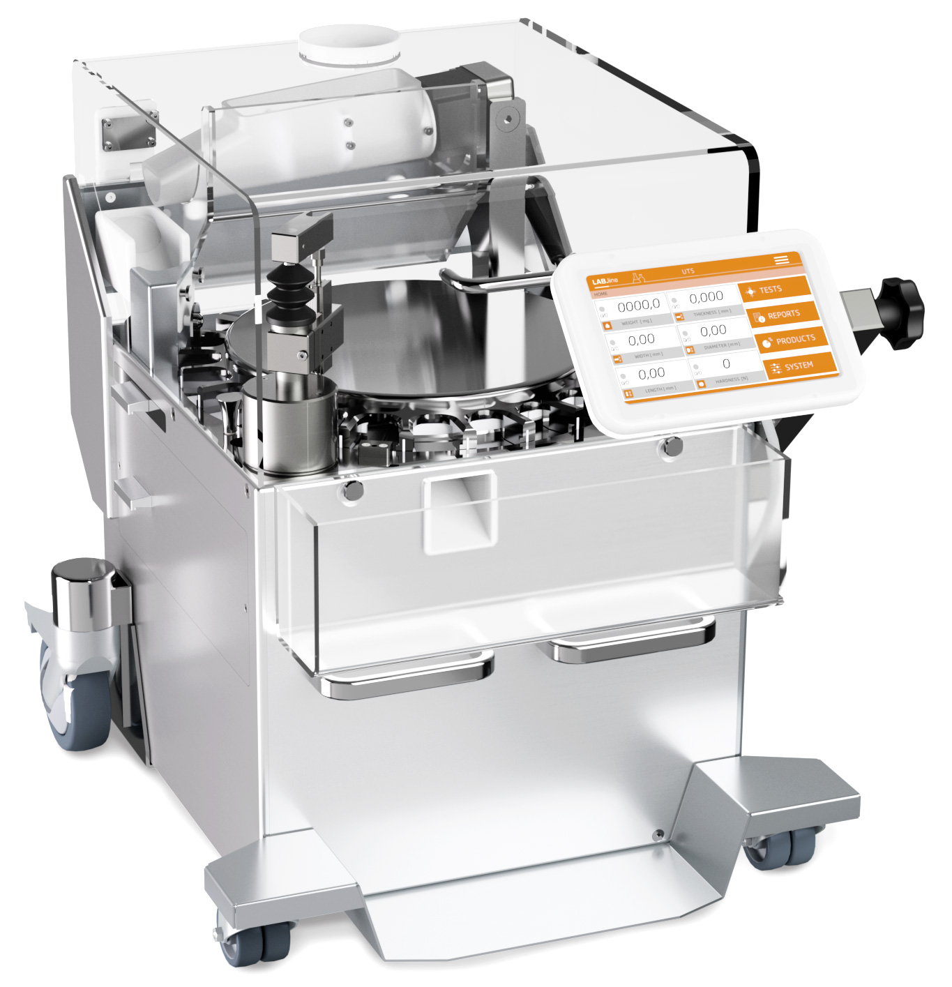 Automatisches Tabletten-Prüfsystem UTS 4.3 (LAB-Version): Basisgerät | Kraemer Elektronik Tablettenprüfgeräte