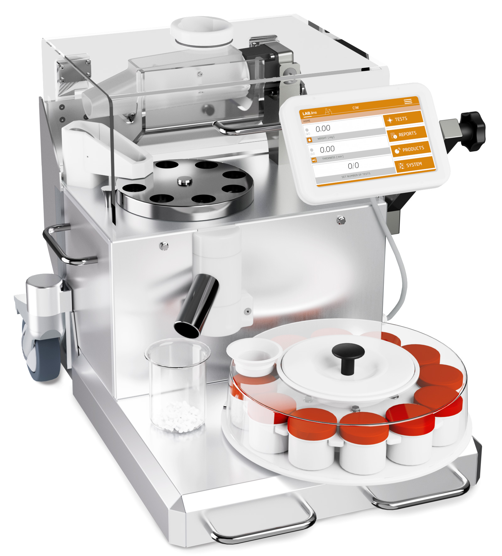 ciw-7-2-SR-labversion-with-12-station-collector-automatic-tablet-weighing-system-for-laboratory-applications-kraemer-elektronik-22-W Automatisches Tabletten-Prüfsystem UTS 4.3 (LAB-Version): Basisgerät | Kraemer Elektronik Tablettenprüfgeräte